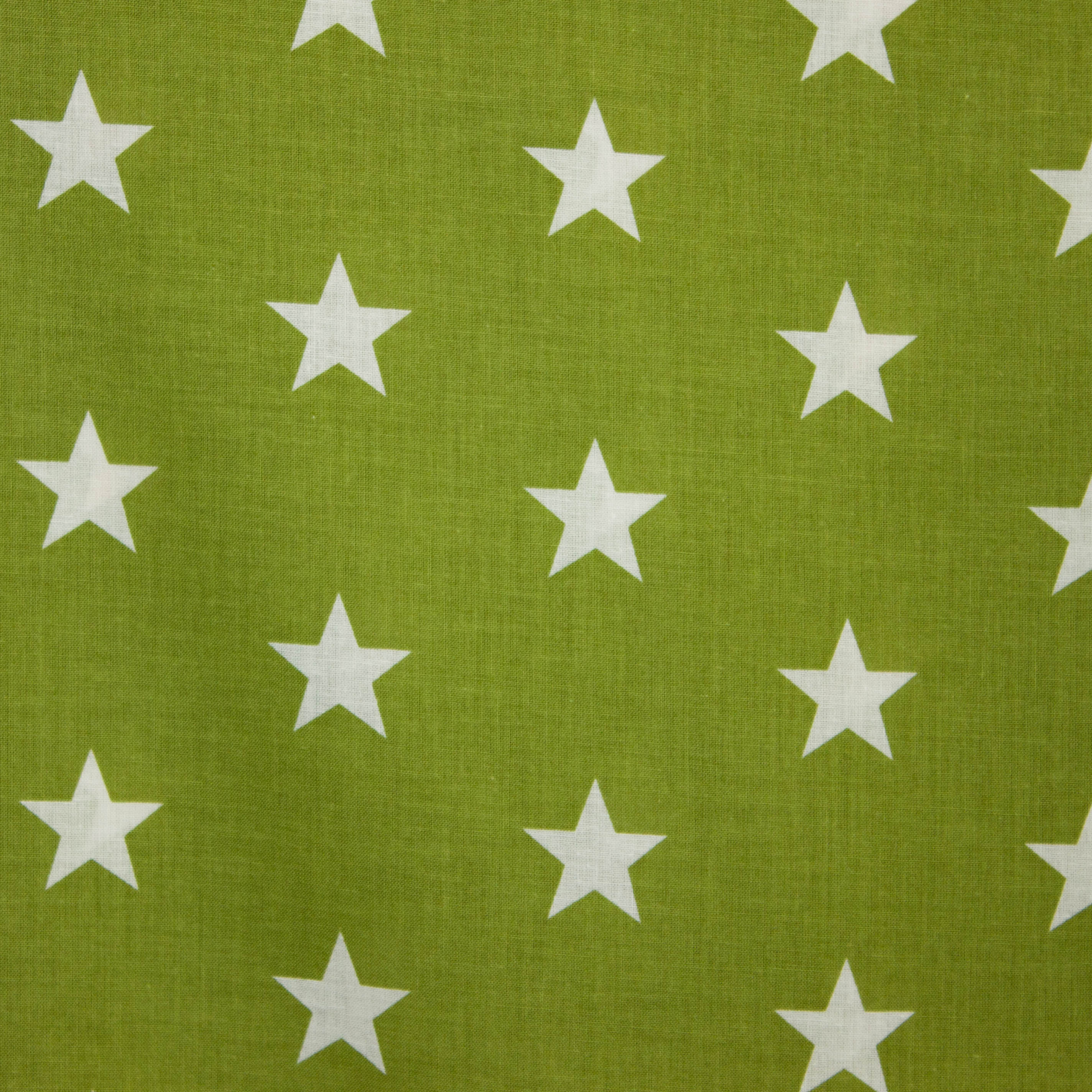 Katoen groen met witte sterren